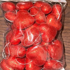 Red glitter heart ornaments 1.65 in. 30 pieces